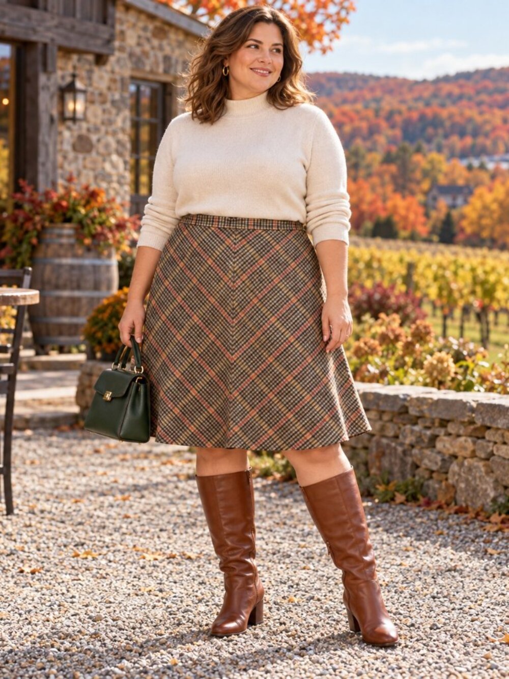 Cato Woman Plaid Flared A-Line Skirt 18/20W Lined Fall Academia